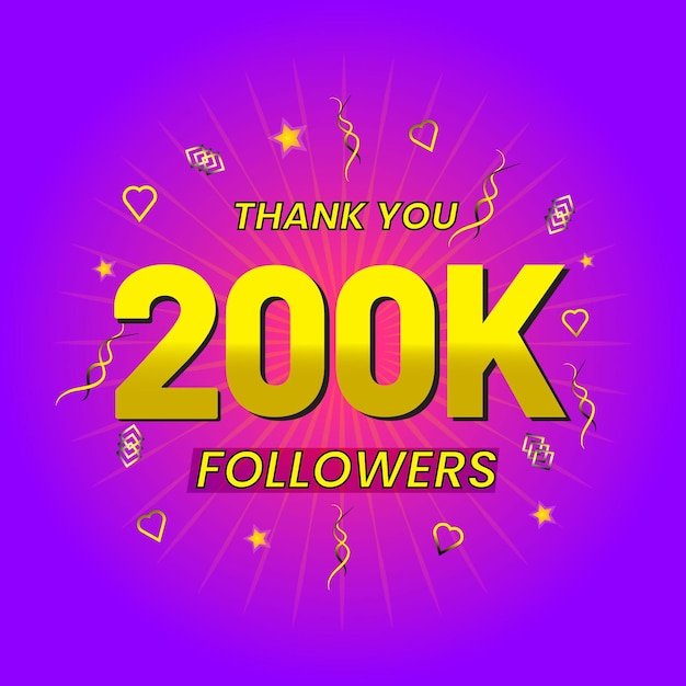 A celebratory graphic on a purple background features bold yellow "200K" text surrounded by "THANK YOU" and "FOLLOWERS," along with festive confetti, stars, and hearts—matching the post's milestone appreciation and rallying message for crypto clarity.