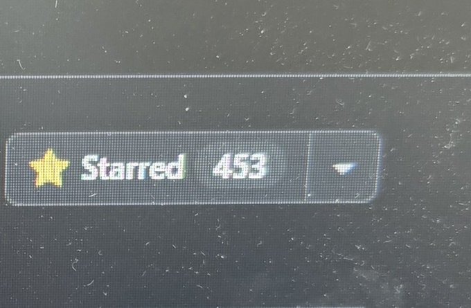 A close-up photograph of a computer screen showing a Gmail 'Starred' folder with 453 starred items, with visible dust or debris on the monitor.