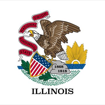 The image shows the Illinois state seal featuring an eagle perched on a shield with red and white stripes, holding a banner reading "State National Union," along with the dates "1868" and "1818" and a rising sun, with "ILLINOIS" displayed beneath.

The image relates to the post as it represents Illinois, the state proposing the 0.2% tax on digital asset transactions starting in 2027, which would extend beyond simple crypto trading to cover stablecoins, DeFi platforms, crypto bridges, and certain transfers.