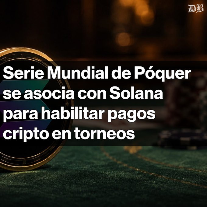 The image features a close-up of a coin with the text "Series Mundial de Piquer se asocia con Solana para habitar pagooscripto en tornanos" written above it, which translates to "Series Mundial De Piquer Se Asocia Con Solana Por Habitar Pago En Torneos". The image also includes a close-up of a green table with a poker game set up on top.

The text in the image is related to Bitcoin and cryptocurrency, specifically discussing how people can use Bitcoin as a means of payment for gambling games like poker. This could be an advertisement or promotional material for Bitcoin-based gambling platforms.