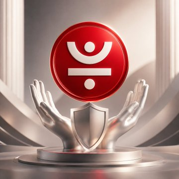 A pair of silver hands cradle a shield beneath a red circular token displaying the "$JST" symbol, visually representing the protective and deflationary mechanisms of the token's buyback and burn process.