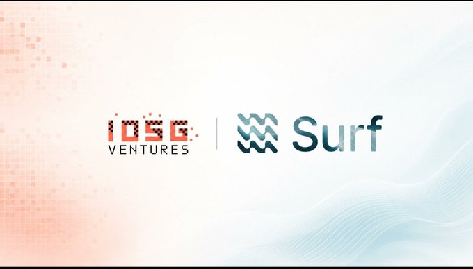 A corporate logo image displaying 'IDSG VENTURES' alongside 'Surf' branding with wave graphics on a soft white and teal background.