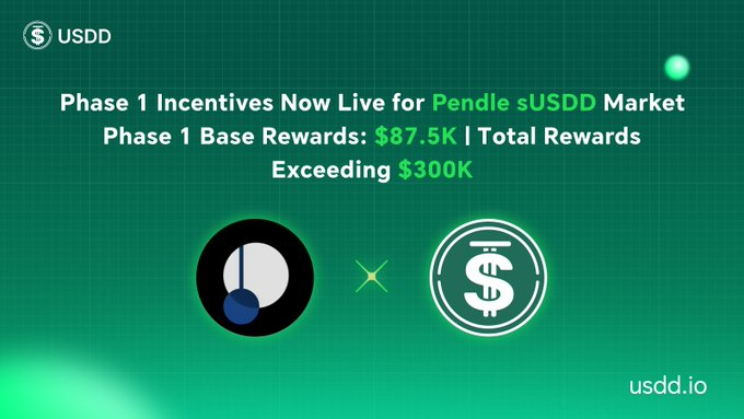 The image shows an infographic with two circles depicting coins, one labeled "USSD" and the other displaying a dollar sign. The text in the image focuses on the current phase of USSD yielding campaign, specifically Phase 1 incentives now live for Pendle USDD Market. It is important to note that this is not just another ordinary incentivized campaign; it signifies an evolution in how yield-bearing assets are being utilized across DeFi.