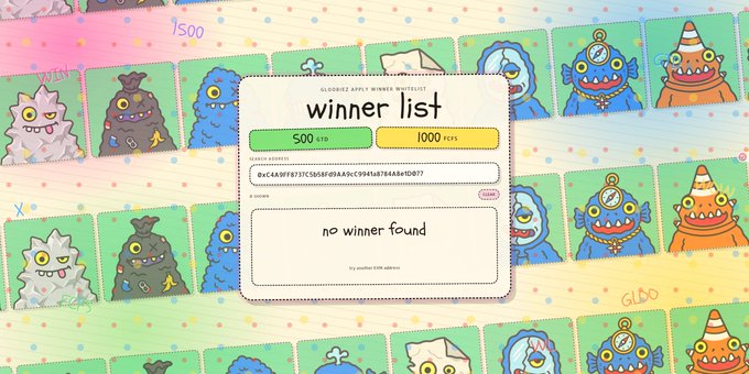 The image shows a list of winners for a game, with each winner's name displayed along with their score. The text "No winter found" indicates that all the winners have already been identified and their scores are known.