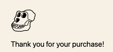 A simple thank-you graphic featuring a cartoon skull illustration above the text "Thank you for your purchase!" on a beige background.