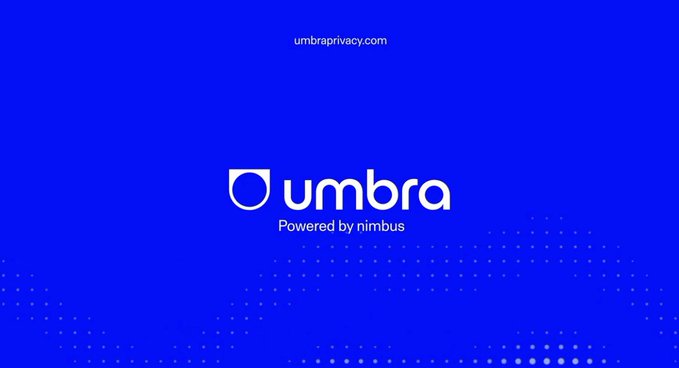 A simple blue screen with the white text 'umbra' and 'Powered by nimbus', along with 'umbraprivacy.com' at the top.