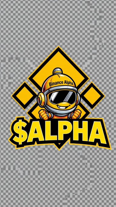 A cartoon astronaut mascot in a spacesuit labeled "Binance Alpha" sits within a yellow diamond-shaped logo above bold "$ALPHA" text, visually representing the newly launched Binance Alpha token and its community-driven meme campaign.