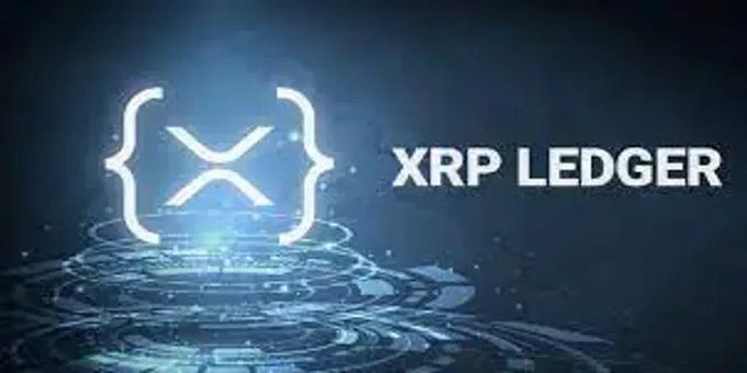 The image features a logo for Ripple, which is an online currency platform that uses blockchain technology. The Ripple logo consists of a white "X" surrounded by blue lines, symbolizing the currency exchange process. The text below the logo reads "XRP LEDGER IS BECOMING THE FOUNDATION FOR THE NEXT GENERATION OF WEB3 UTILITY, AI, AND DIGITAL INNOVATION". This suggests that Ripple is at the forefront of a new era in digital innovation and currency exchange.