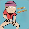 A cartoon illustration of a character wearing a pink beanie and red shirt with text reading 'GET YOUR LIFE BACK'.