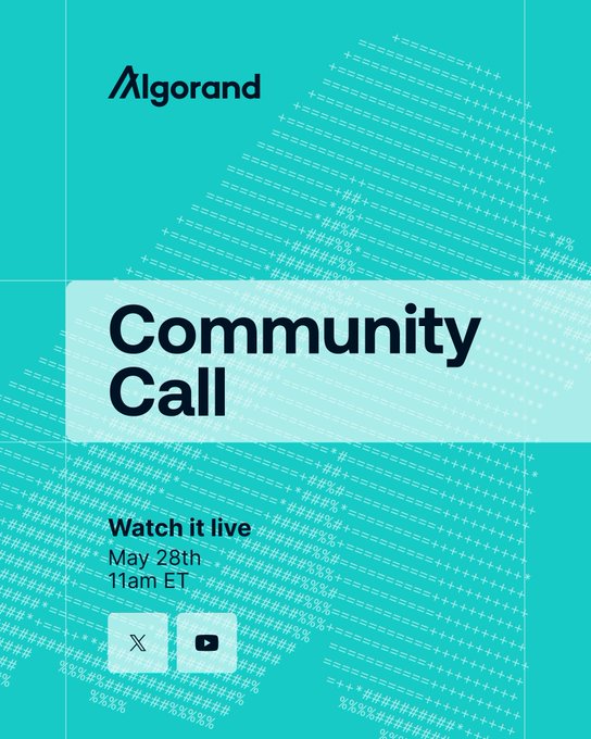urns of Algorand logo and text "watch it live" on a teal background, with the date "May 28th 11am ET".