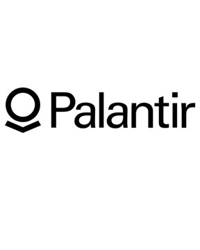 The image displays the Palantir Technologies logo, featuring the distinctive "P" emblem alongside the company name in black text, corresponding to the post celebrating $PLTR's record-breaking surge past a $500 billion market capitalization.