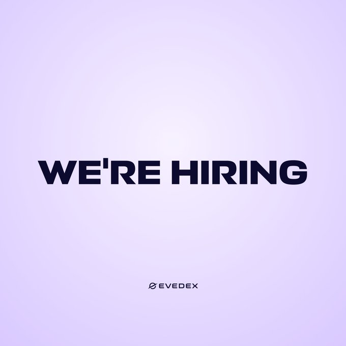 Bold "WE'RE HIRING" announcement displayed on a soft lavender gradient background, featuring the EVEDEX logo below, promoting an opening for a Head of B2C Sales role to lead and scale the company's B2C sales team.
