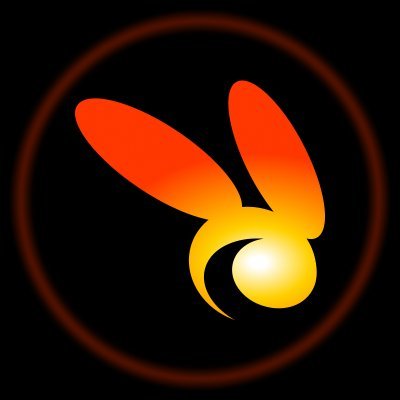 A stylized orange and yellow rabbit logo with elongated ears and a glowing circular body sits centered within a dark circular frame against a black background, visually representing the "RabbitHole" platform mentioned in the post. The luminous, energetic design mirrors the platform's promise of illuminating incentive data for users who have connected their wallets to browse available campaigns.