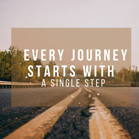 An inspirational image of a road stretching into the distance with the text overlay: 'EVERY JOURNEY STARTS WITH A SINGLE STEP.'