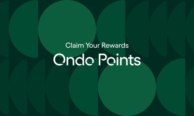 The image features a green background with white text that reads "Claim Your Rewards" followed by "Ondo Points", which is likely related to an Ondo Points program. The text also mentions that some people have not yet seen the airdrop, and the Ondo Foundation has opened claims for rewards in the Ondo Points program.