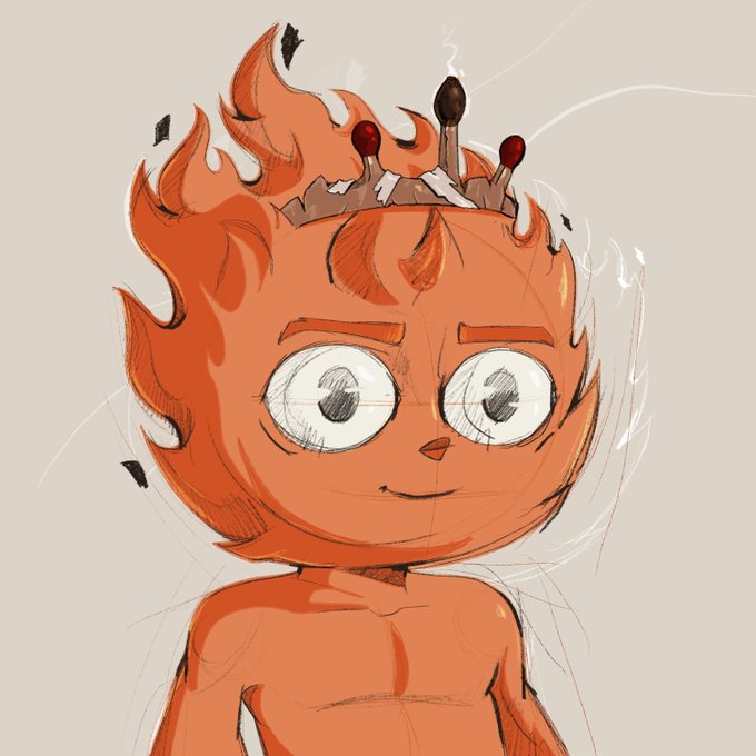 A cartoon-style orange fire character wearing a small crown topped with lit matches, smiling widely with big expressive eyes. The fiery, "blazing" mascot visually represents the NFT mint excitement described in the post, where the Fuegonft collection sold out quickly and community sentiment around $LIT is heating up.