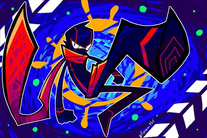 A stylized, vibrant illustration of a masked thief-like ninja character holding a glowing red blade, set against a swirly blue and yellow background with green accents, signed "@hiruai.phx" in the bottom right corner. The dynamic, high-energy artwork visually reinforces the caption's theme of someone "stealing" or pillaging the remaining financial opportunities, echoing the frustration that zero-capital entry points into crypto and NFTs no longer exist.