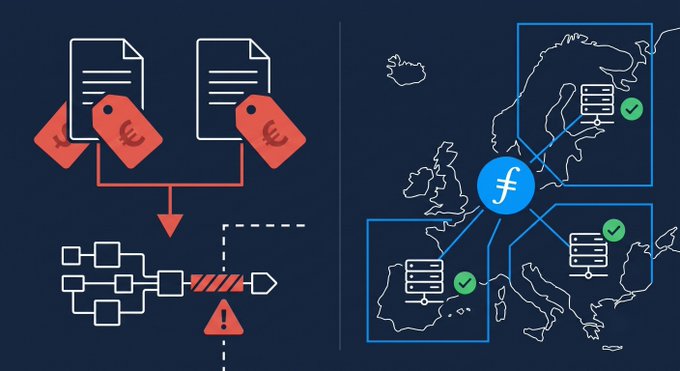The image shows two illustrations of a map and a diagram representing the EU's AI Act and how AI can be used within its jurisdiction. The AI act has a monetary penalty for illegal data transfers across borders, with fines ranging from 7% to 14% of global annual turnover depending on the value of the illegally transferred data.

The first illustration features a map depicting Europe as a continent surrounded by oceans, with countries labeled along its coastline. The second illustration depicts an AI diagram containing blue boxes representing AI tasks or projects and red boxes representing data transfers between entities within the EU or outside it, indicating that they are subject to the AI Act's requirements for compliance.

In the caption provided, there is a connection between these two illustrations, implying how a particular AI project or operation might be affected by the EU AI Act, potentially facing fines if not in line with its regulations.