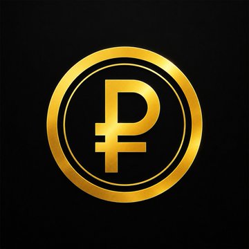 A gleaming gold ruble symbol (₽) encircled in a metallic ring against a black background, representing Russia's newly signed digital currency framework and the launch of the digital ruble.
