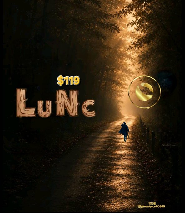A dark, atmospheric forest path scene with the text '$119' and 'LUNIC' overlaid, alongside a figure walking into the distance and a crescent moon-like logo.