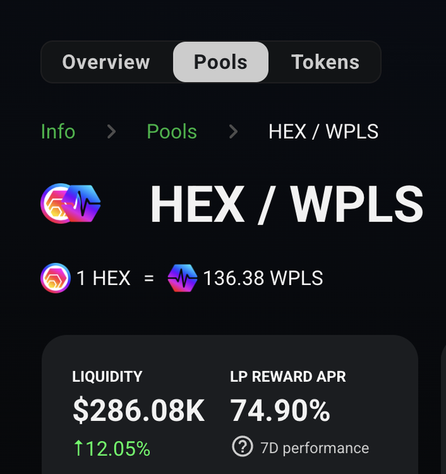 The image displays an overview page of pool tables on a website, specifically highlighting hex / wpls pools and their attributes like liquidity. The table shows that there are 2 pools with a Liquidity value of $28,86k and another with a Liquidity value of $11,0k. These details suggest different investment opportunities related to hex / wpls pools.