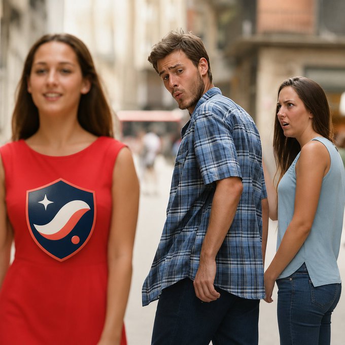 A parody of the 'Distracted Boyfriend' meme showing a man looking back at a woman in a red dress with a 'SAFU' shield logo (likely referencing Binance's Secure Asset Fund for Users).