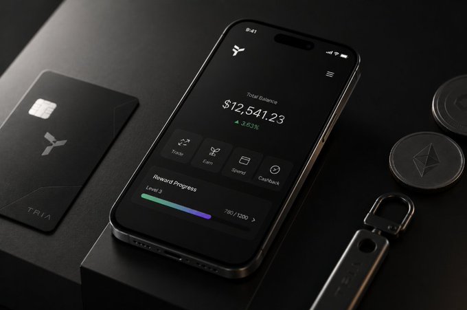 The image features a smartphone with an app that tracks cryptocurrency transactions, placed next to a credit card reader. The phone displays information about its transaction history, including the amount of money spent or earned from trading cryptocurrencies. A keychain can be seen nearby as well. The post highlights how these two items are connected and how they can be used together for financial management purposes.