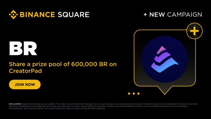 The image features a banner for a website called "binance square" with a blue logo, which is associated with the cryptocurrency Binance Square. The banner also displays an advertisement for a contest that encourages users to share their tasks on the creatorpad in order to win rewards. The text on the banner reads "Complete tasks on Binance Square Creatorpad to unlock a share of 600,000 BR rewards from @Bedrock_DeFi".