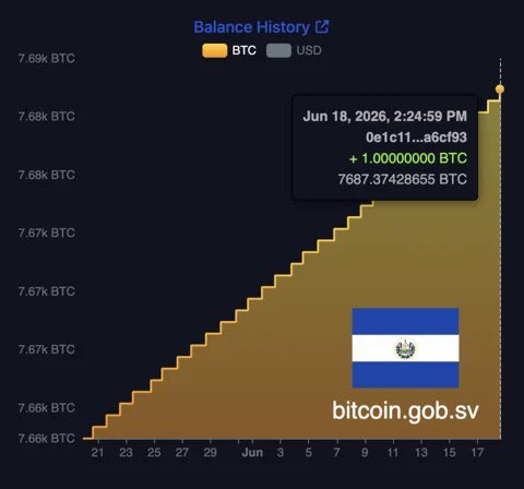 The image shows a graph with two lines representing Bitcoin's value over time. The x-axis represents time, while the y-axis represents the value of Bitcoins in US dollars. The graph displays that El Salvador has been buying more than 7,680 Bitcoins worth over $510M, which is an impressive feat considering the market conditions and pressure from the IMF. Despite these challenges, El Salvador continues to stack up Bitcoin by purchasing around 1 BTC every day.