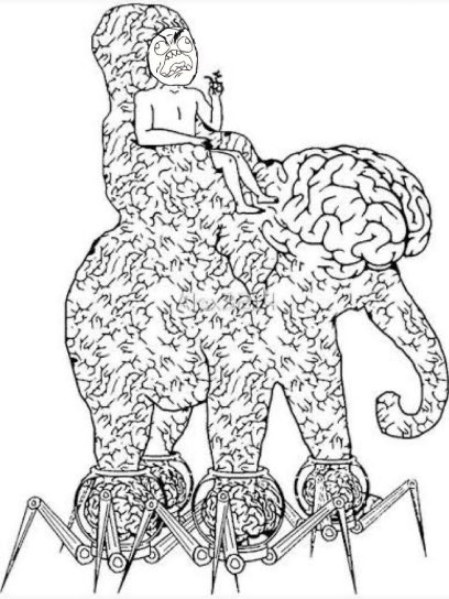 The image features a black and white illustration of an elephant with its head and legs covered in googly eyes, giving it a face-like appearance. The elephant is sitting atop another elephant that has a brain attached to its back. The background of the image is white, which contrasts with the black and white color scheme of the illustration. In the bottom right corner of the image, there's a post that reads "Can’t you see the elephant in the room? $RAGEGUY IS THE PEOPLES COIN". This message seems to be related to the elephant-like figure on the back of another elephant and is meant to draw attention to the elephant with its face.