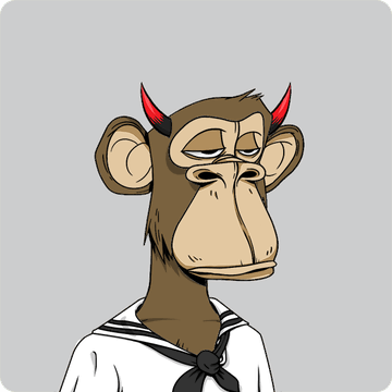 The image features a cartoon monkey wearing a sailor's outfit, including a white shirt with black stripes and a black tie around its neck. The monkey appears to be dressed for sailing or nautical activities, as suggested by the sailor's attire. The background of the image is gray, which contrasts with the colorful depiction of the monkey in the foreground. The post about the monkey being bought for 0.05 WETH also includes an attachment that reads "opensea.io/collection/bor ... bored ape yacht club".