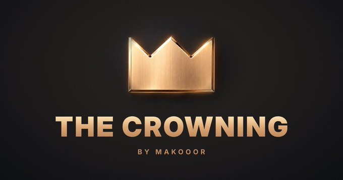 The image displays a logo featuring a golden crown emblem above the text "THE CROWNING BY MAKOOR" set against a dark background. Given the post's reference to monitoring AVAX, this branding likely represents a project or analysis series by Makoor focused on cryptocurrency market movements, particularly highlighting Avax as a token to watch.