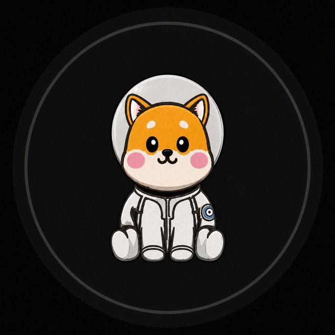 The image features a cute cartoon cat wearing an astronaut suit, sitting comfortably with its legs crossed. The cat's face is lit up with a big smile, giving off a playful and friendly vibe. The background of the image is black, which contrasts nicely with the white cat and the astronaut suit. In the bottom right corner of the image, there are some text elements that read "We've rebranded Asteroid Shiba to use a new image and banner across all of our socials!" and "Our community believes that this will better reflect us as the community token for Asteroid moving forward."