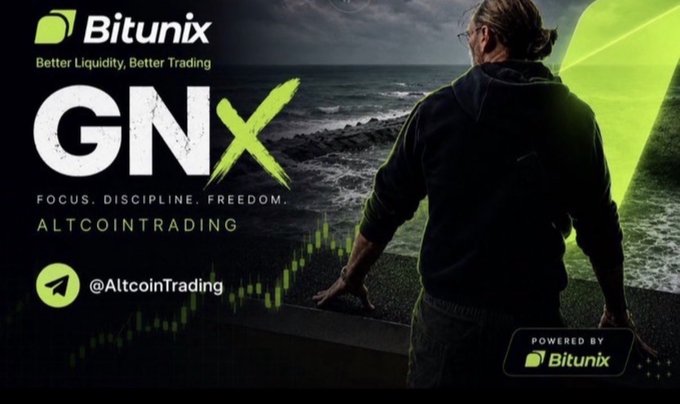This image features "GNX" from Bitunix, with text promoting "Focus. Discipline. Freedom." and "@AltcoinTrading," mirroring the post's emphasis on discipline and risk management for profitable trading.