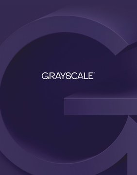 The image displays a dark purple background featuring a large, stylized "G" logo with the word "GRAYSCALE" written across it in white text. This branding visually represents Grayscale, the asset management firm mentioned in the accompanying post about its withdrawal of S-1 registration applications for Cardano ($ADA), Hedera ($HBAR), and Polkadot ($DOT) Trust ETFs.
