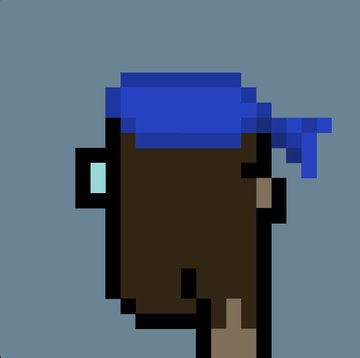 A pixel art character wearing a blue bandana is displayed, with the post's "GM" greeting suggesting this is a morning acknowledgment to NFT collectors who hold top spots in various collections, rewarding them with rare digital items as a sign of respect.