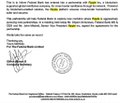 The image appears to be a screenshot of an official government filing or document, with text referencing an Indian Federal Bank and Ripple partnership for cross-border remittances, alongside a circular official seal/logo in the bottom right corner. The document seems to support the post's claim about the Indian bank officially partnering with Ripple for cross-border payment services.