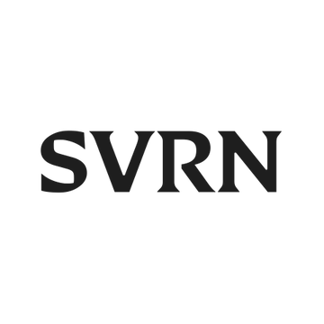 The image displays a minimalist logo featuring the bold black text "SVRN" centered on a white background. This represents the company's new branding following its corporate transformation into a NEAR treasury company, as indicated by the post.