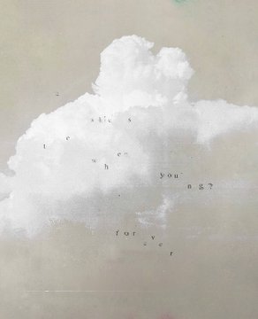 The image features a large white cloud with black text that reads "le sississ when you're done." The cloud appears to be floating in space, giving the impression of being suspended above an unseen location or event. The text on the cloud is not legible due to its position and angle, making it difficult to read.