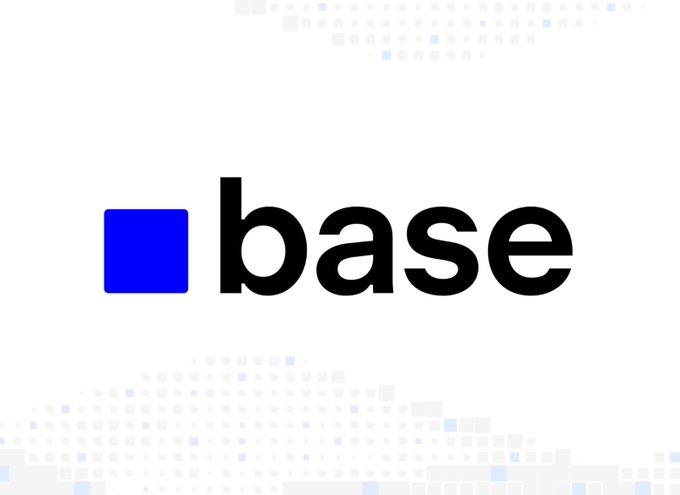 The 'base' logo featuring a blue square next to the word 'base' in black text, set against a white background with a subtle pixelated pattern.