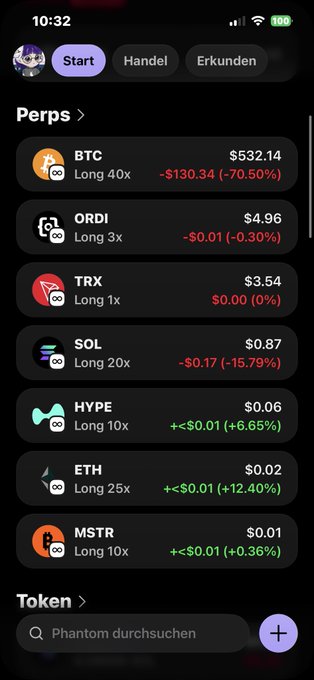 The image shows a black cell phone displaying various cryptocurrency symbols, including Bitcoin, Etherium (ETH), and others. The phone's screen also displays information about trading positions with price changes from -0.01 to +0.99. The text within the image provides instructions on how to trade these cryptocurrencies, such as "Btc", "Etherium", "Solana", or "btc". The post also mentions that there is a new coin called "Toke" in addition to other cryptocurrency symbols like Bitcoin and Etherium.
