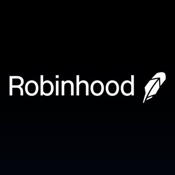 The Robinhood logo displayed in white text with the signature feather icon on a black background.