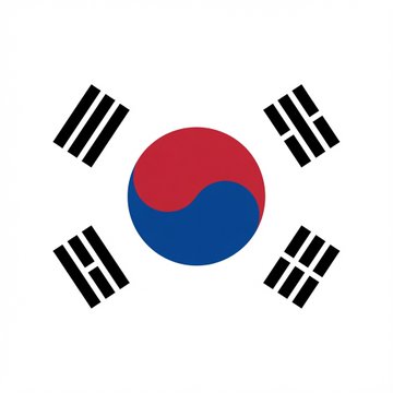 The image shows the flag of South Korea, featuring the red and blue Taegeuk symbol in the center surrounded by four black trigrams, symbolizing the country's national identity. It relates to the post by visually representing South Korea, whose government is reaffirming its support for the blockchain and digital asset sector with the upcoming Digital Asset Basic Act and CBDC development in H2 2026.