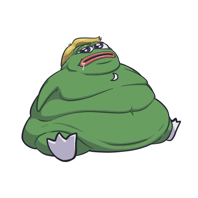 A cartoon illustration of a green, lumpy, pear-shaped character with blonde hair, drooping eyes, and a small tongue hanging out of its mouth.