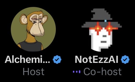 The image features a cartoon monkey wearing sunglasses, hat, and glasses with the caption "Notepadzalai Co-host" written below him. Below this, there are two different logos for host websites, one of which has a green background while the other is black. The text in the image suggests that these logos might be related to Bitcoin or cryptocurrency discussions on social media platforms.