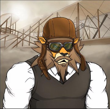 An illustrated anthropomorphic lion wearing a brown aviator cap and goggles stands in front of early biplane-style aircraft, representing the "Loaded Lions Legendary" NFT that commemorates the Wright brothers' first powered flight. The image visually ties the Crypto.com collection's aviation-themed NFT to the achievement celebrated in the post.