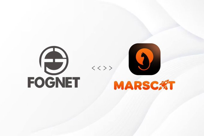 A logo graphic showing 'FOGNET' and 'MARS CAT' connected by '<><>' symbols on a light background with subtle wave patterns.