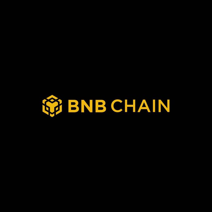 Black background displaying the BNB Chain logo in yellow/gold text.