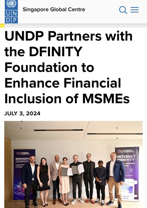 urnDP partners with the UNDP Foundation to enhance financial inclusion of MSMEs, as evidenced by a photo of six individuals and a banner promoting the initiative.