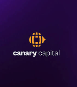 The image displays the Canary Capital logo, featuring an orange stylized "C" emblem above the company name "canary capital" on a dark purple background. This branding corresponds to the firm mentioned in the post, which has filed for a staked Tron ETF expected to list on Cboe under ticker TRXS.
